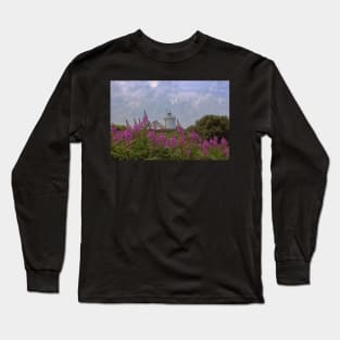 Purple flowers with Cromer lighthouse Long Sleeve T-Shirt